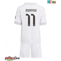 Camiseta Real Madrid Rodrygo Goes #11 Primera Equipación para niños 2025-26 manga corta (+ pantalones cortos)